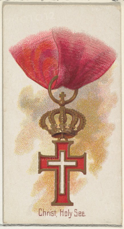 Christ, Holy See, from the World's Decorations series (N30) for Allen & Ginter Cigarettes, 1890.