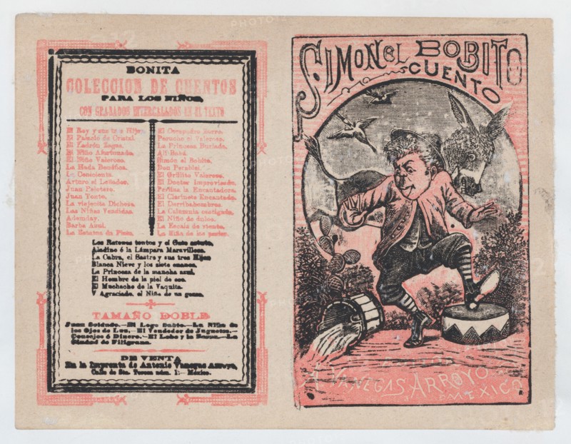 Cover for 'Simonel Bobito', a man stomping and a donkey in the background, ca. 1890-1910.