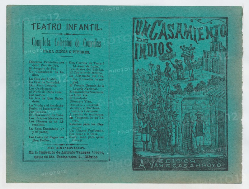 Cover for 'Un Casamiento de Indios', a wedding procession following a bride and groom, ca. 1890-1910.