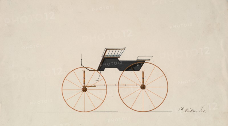 Design for 4 seat Phaeton, no top (unnumbered), 1850-70.