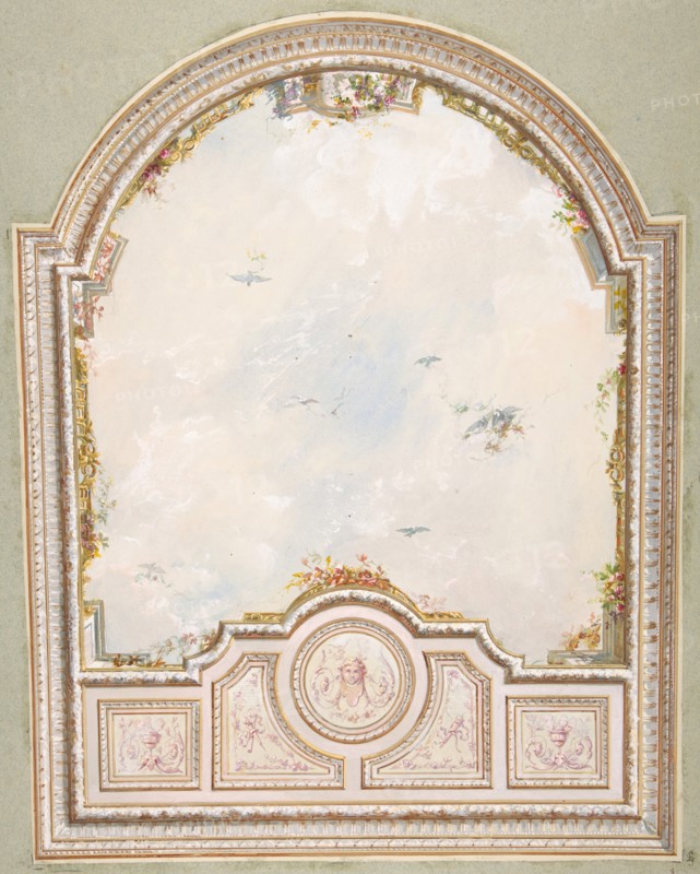 Deign for a ceiling a a trompe l'oeil sky, second half 19th century.