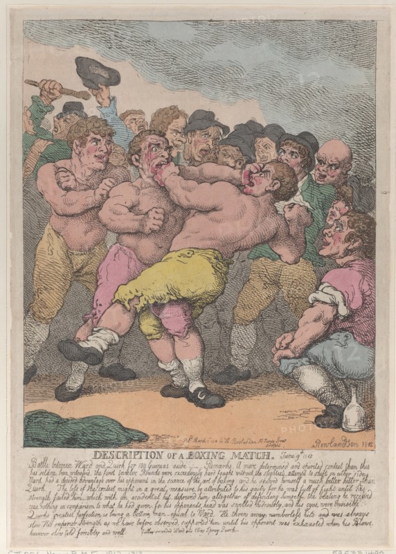 Description of a Boxing Match between Ward and Quirk for 100 Guineas a side, March 1, 1812.
