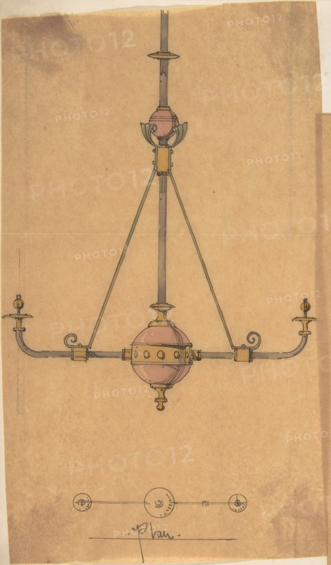 Design for [Gas?] Lights for a Church, ca. 1880.