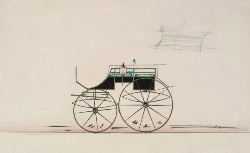 Design for 4 seat Phaeton, no top (unnumbered), 1850-70.