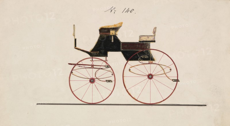 Design for 4 seat Phaeton, no top, no. 140, 1850-70.