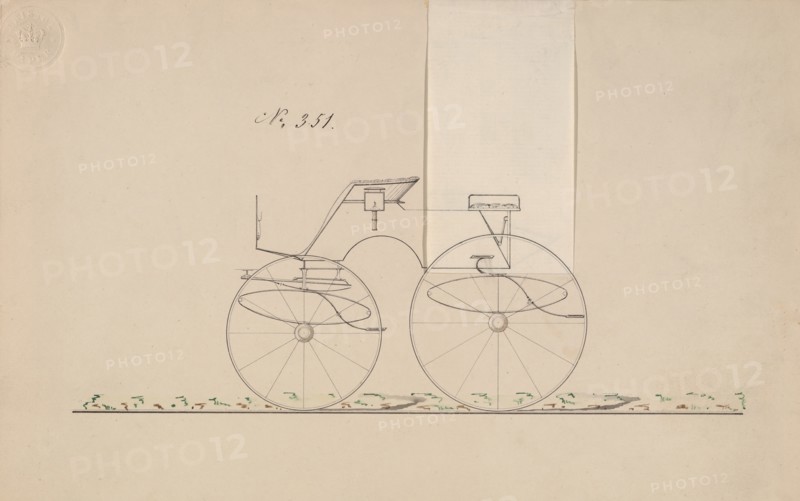 Design for 4 seat Phaeton, no top, no. 351, 1850-70.