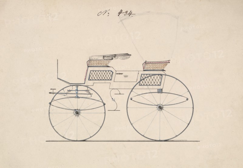Design for 4 seat Phaeton, no top, no. 434, 1850-70.