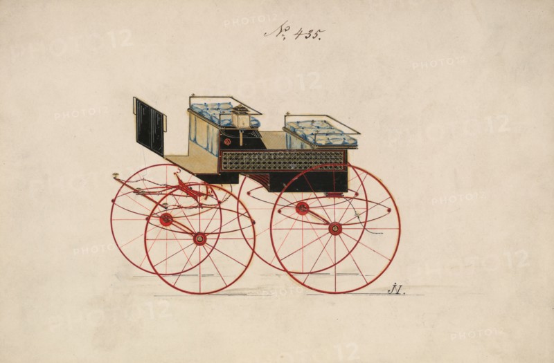 Design for 4 seat Phaeton, no top, no. 435, 1850-70.