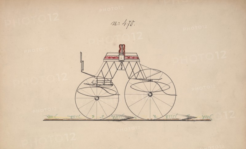 Design for 4 seat Phaeton, no top, no. 470, 1850-70.