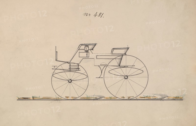 Design for 4 seat Phaeton, no top, no. 481, 1850-70.