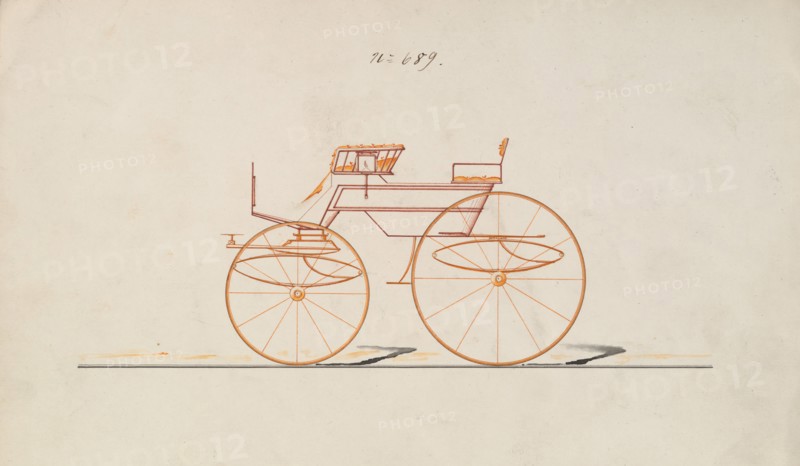Design for 4 seat Phaeton, no top, no. 689, 1850-70.