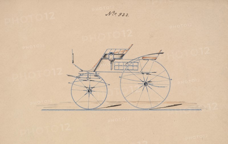 Design for 4 seat Phaeton, no top, no. 932, 1850-70.