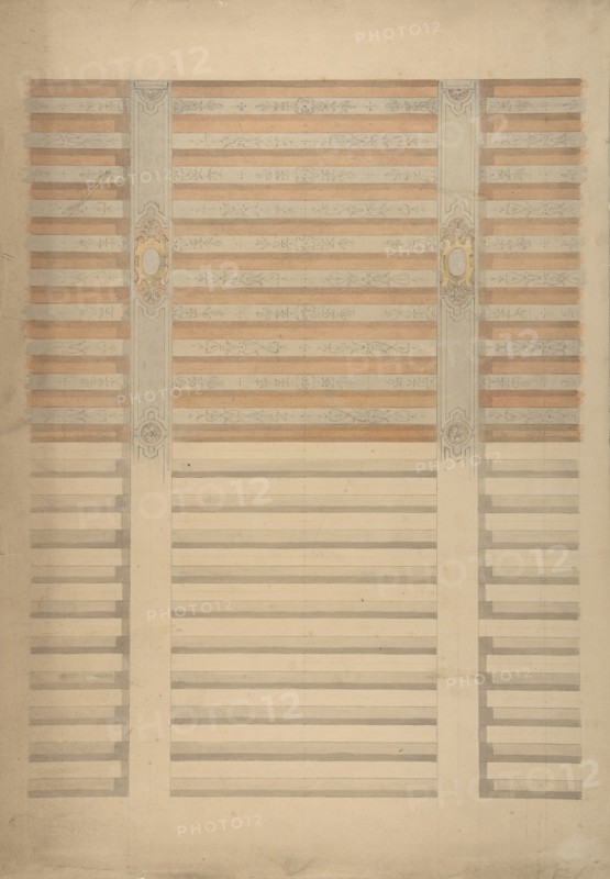 Design for a beamed ceiling in French Renaissance style, 1830-97.