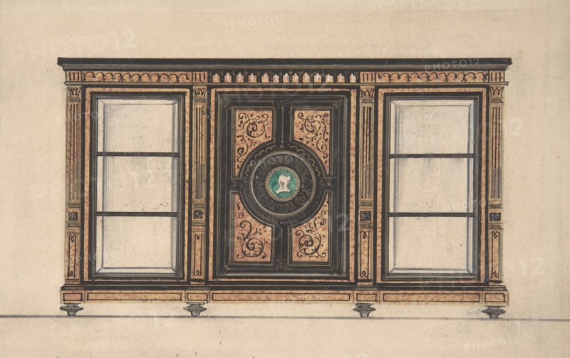 Design for a Cabinet with Portrait Rondel, 19th century.