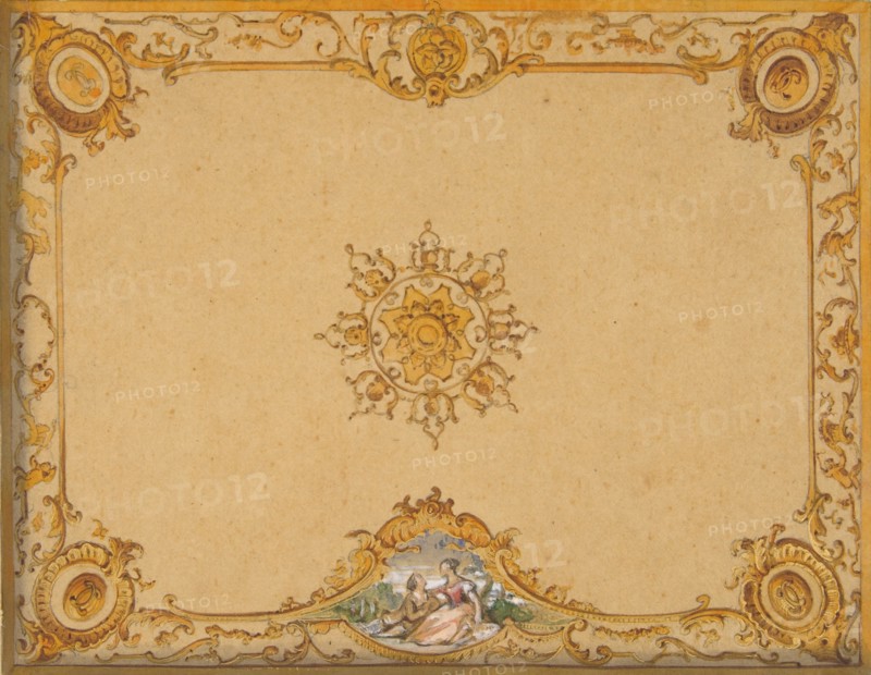 Design for a ceiling with painted decoration, 1830-97.