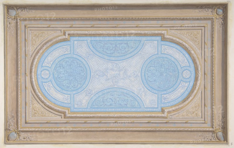 Design for a ceiling painted in filagree designs, second half 19th century.