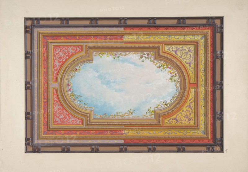 Design for a ceiling painted with trompe l'oeil clouds, 1830-97.