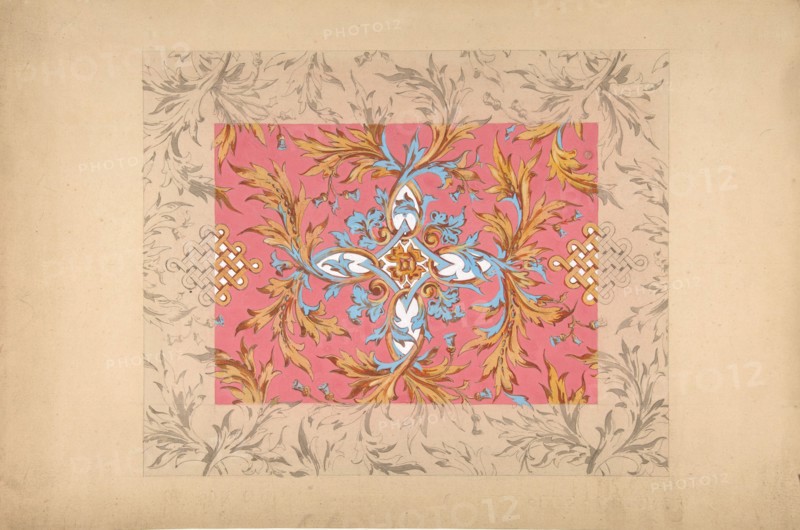 Design for a ceiling with floral design, second half 19th century.