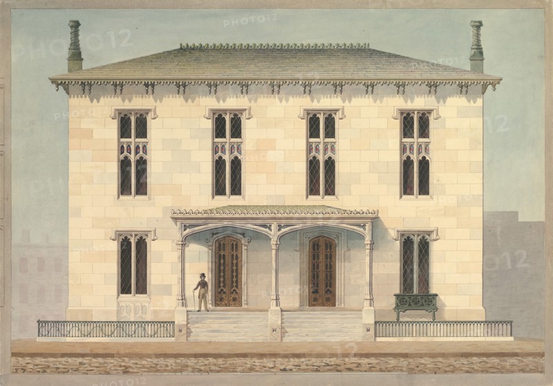 Design for a Double Townhouse (front elevation), ca. 1843.