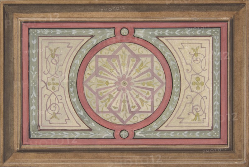 Design for a framed panel with painted decoration, 1830-97.