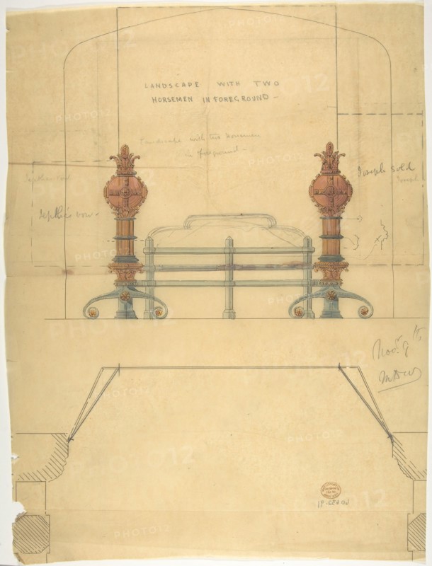 Design for a Grate, with Plan, 19th century.