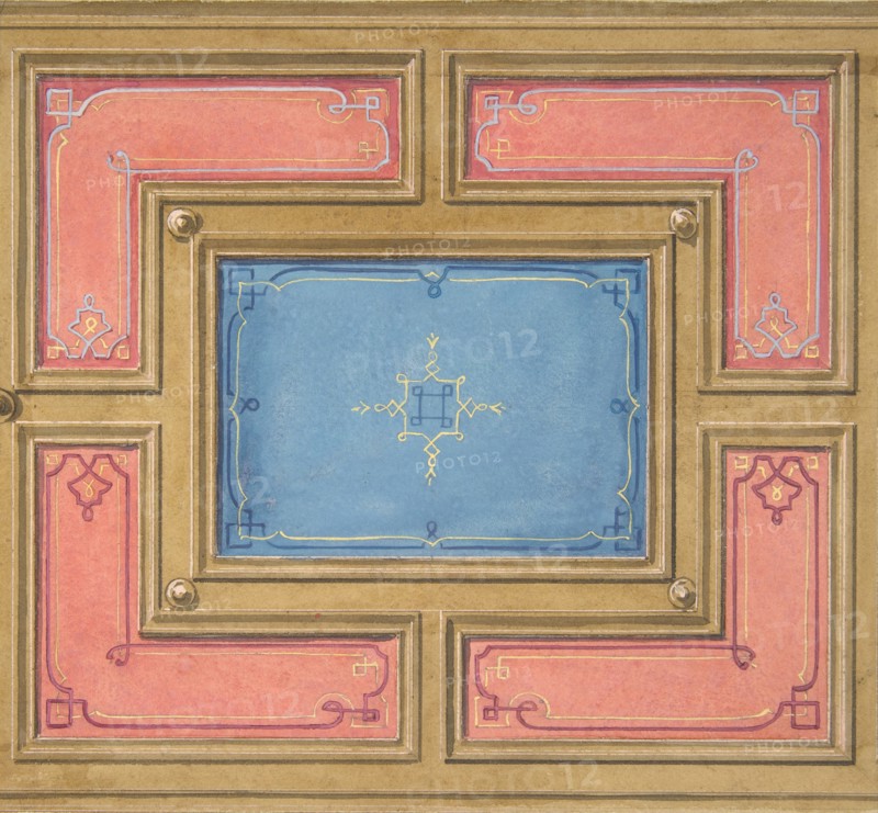 Design for a paneled ceiling, 19th century.