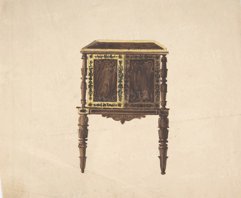 Design for a Small Cabinet with Elaborately Carved Legs, early 19th century.