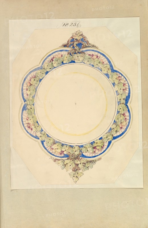 Design for an Eight- Lobed Platter with Leaf Handles, 1845-55.