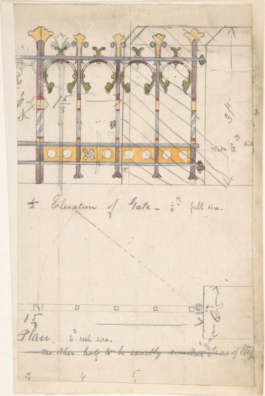 Design for an Iron Gate, Elevation and Plan, ca. 1880.