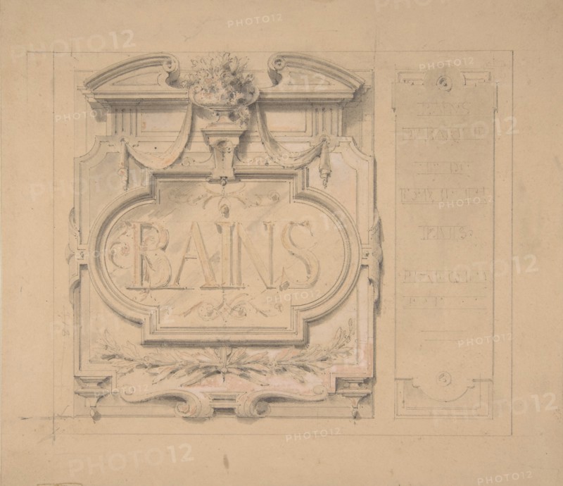 Design for an ornamental plaque for a bath house, 1830-97.