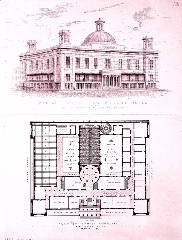 Design for Astor's Hotel, New York, 1834.