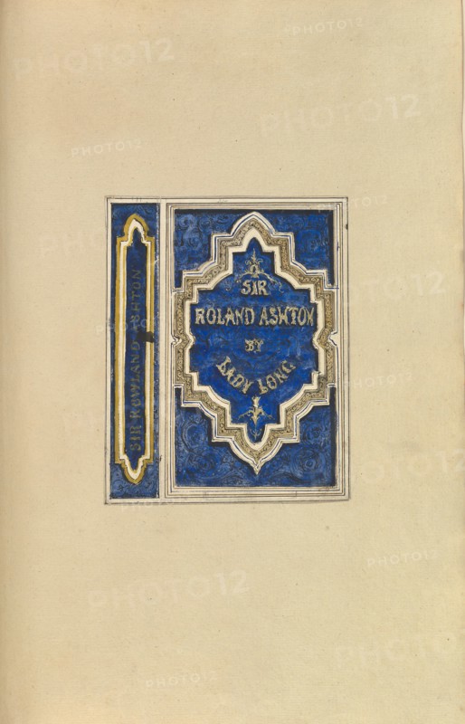 Design for Bookcover, Sir Roland Ashton, by Lady Long, 1845-70.