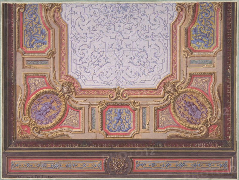 Design for Ceiling of Grand Salon, Hôtel Hope, 1867.