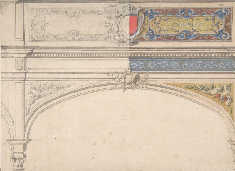 Design for Decorated Archway, Monaco Pavillion, 1878.