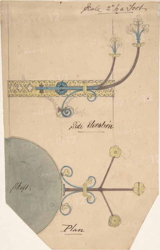 Design for Floral Brackets for a Church, ca. 1880.