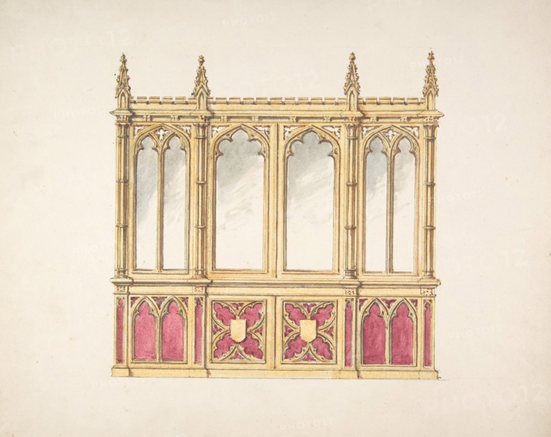 Design for Gothic Tracery and Paneling, early 19th century.