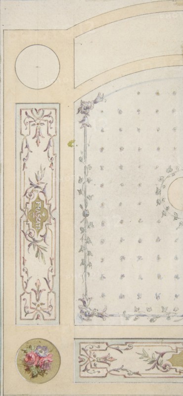 Design for painted decoration of wall or ceiling panels, including the word "Frascati", second half 19th century.