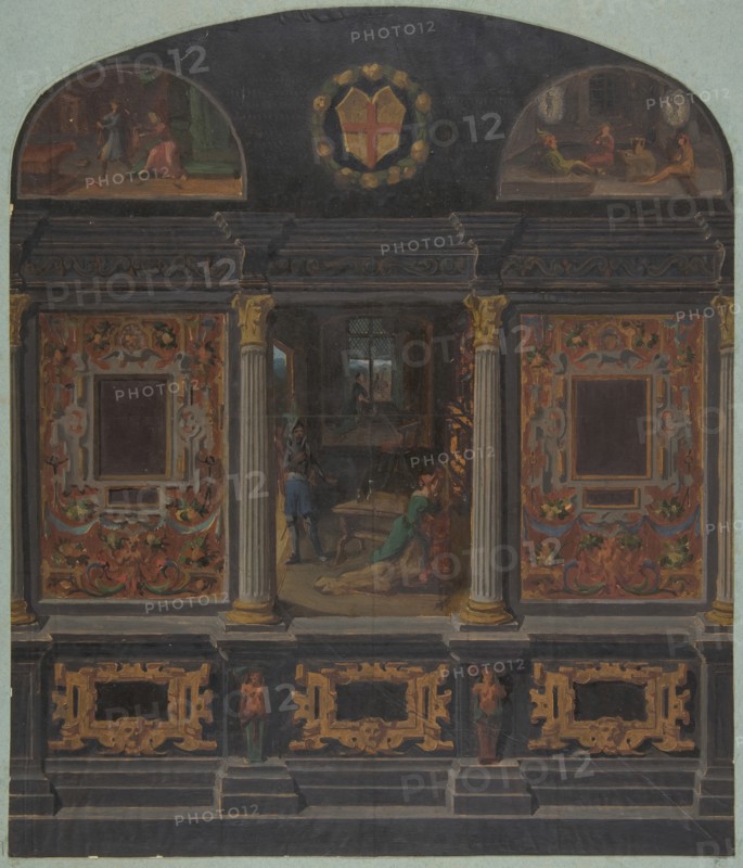 Design for painted wall decoration in the Chateau de Lude, Sarthe, second half 19th century.