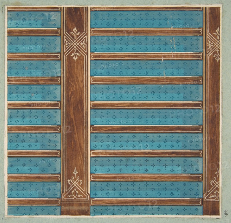 Design for the decoration of a beamed ceiling, 1840-97.