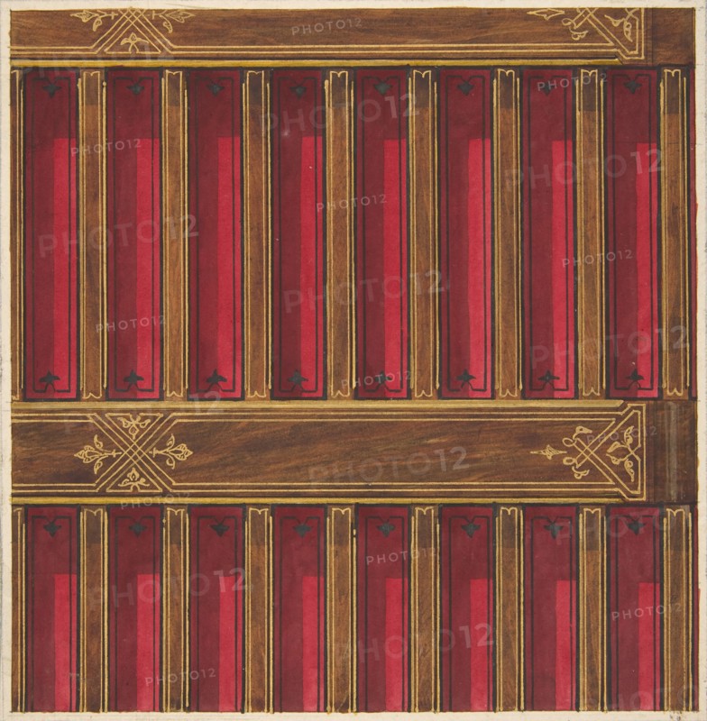 Design for the decoration of a beamed ceiling, 1840-97.