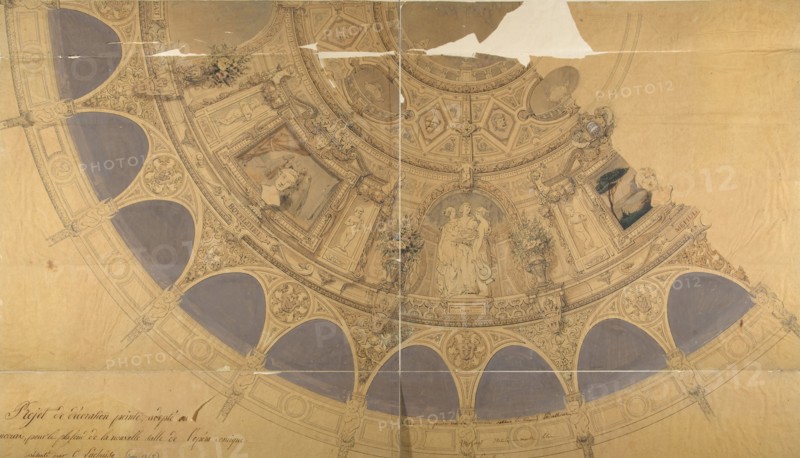 Design for the decoration of the ceiling in the Opéra Comique, Paris, ca. 1845.