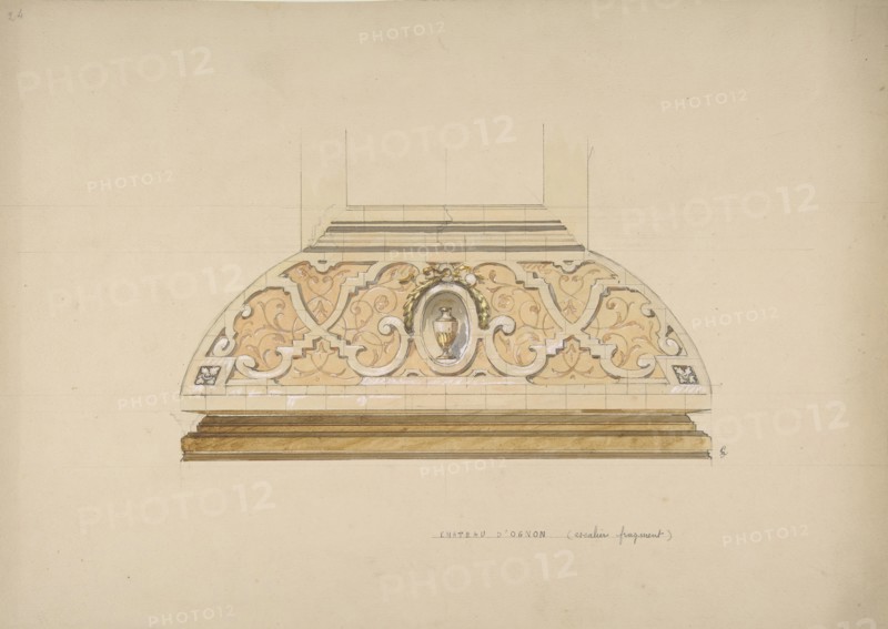 Design for the decoration of the stairway in the Chateau d'Ognon of M. deMachy (Oise, France), second half 19th century.