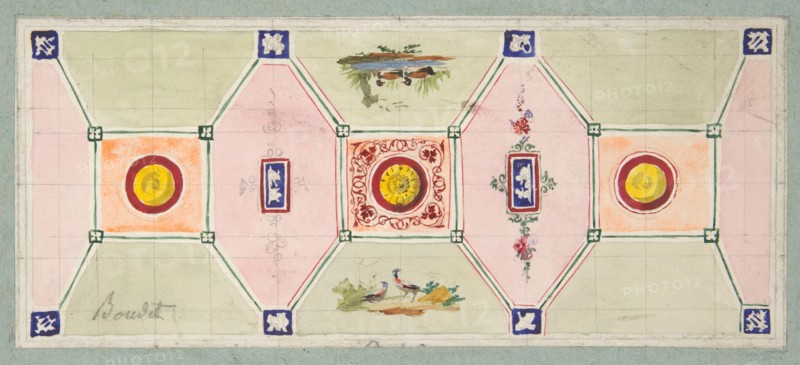 Design for the painted decoration of a baker's shop, second half 19th century.