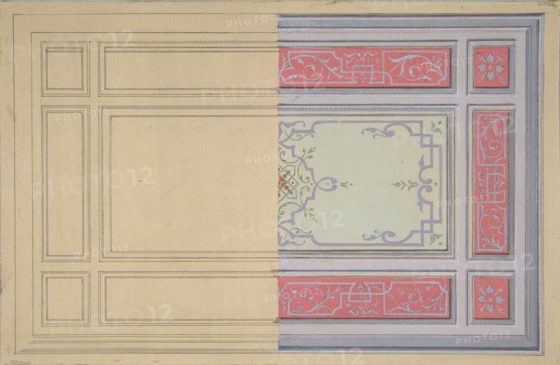 Design for the painted decoration of a ceiling in strapwork and rinceaux, second half 19th century.