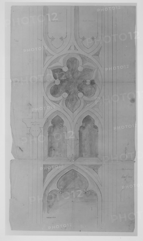 Design for window tracery for Chapman - full size, 1853-55.
