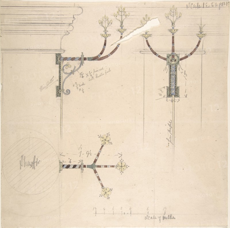 Designs for Church Wall Standards, ca. 1880.