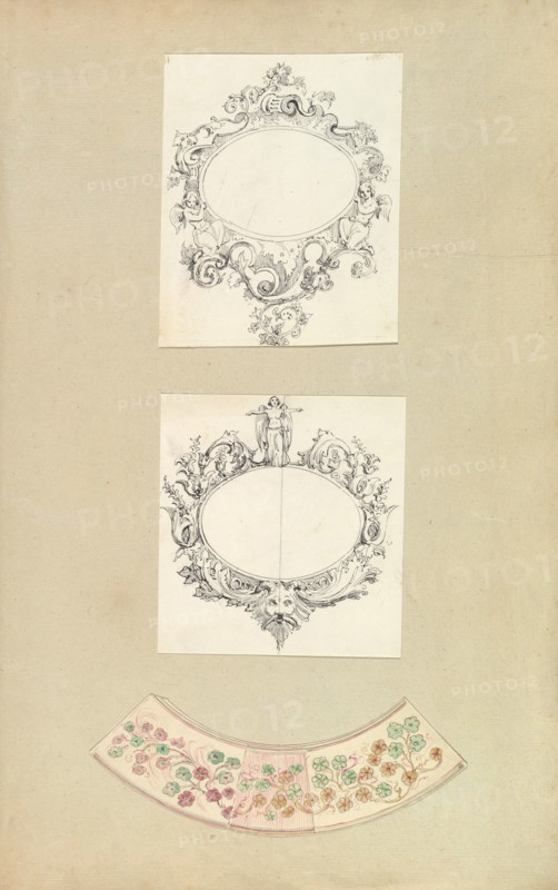 Designs for Two Mirrors and a Plate Rim, 1845-55.