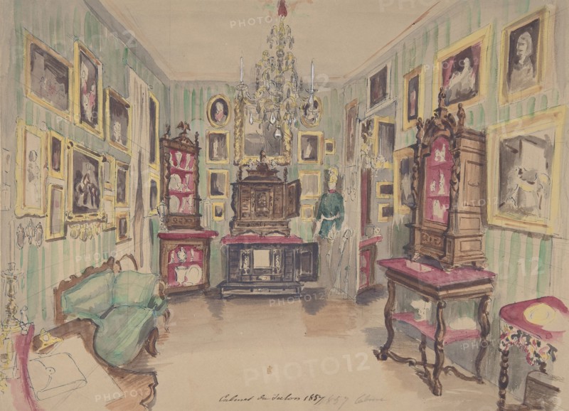 Drawing of an Interior: Cabinet du Salon, 1857.