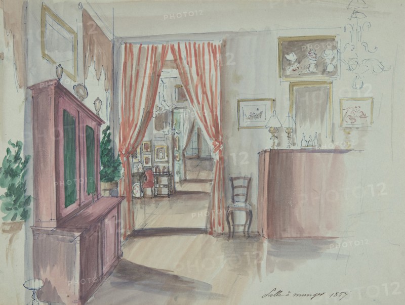 Drawing of an Interior: Salle à manger, 1857.
