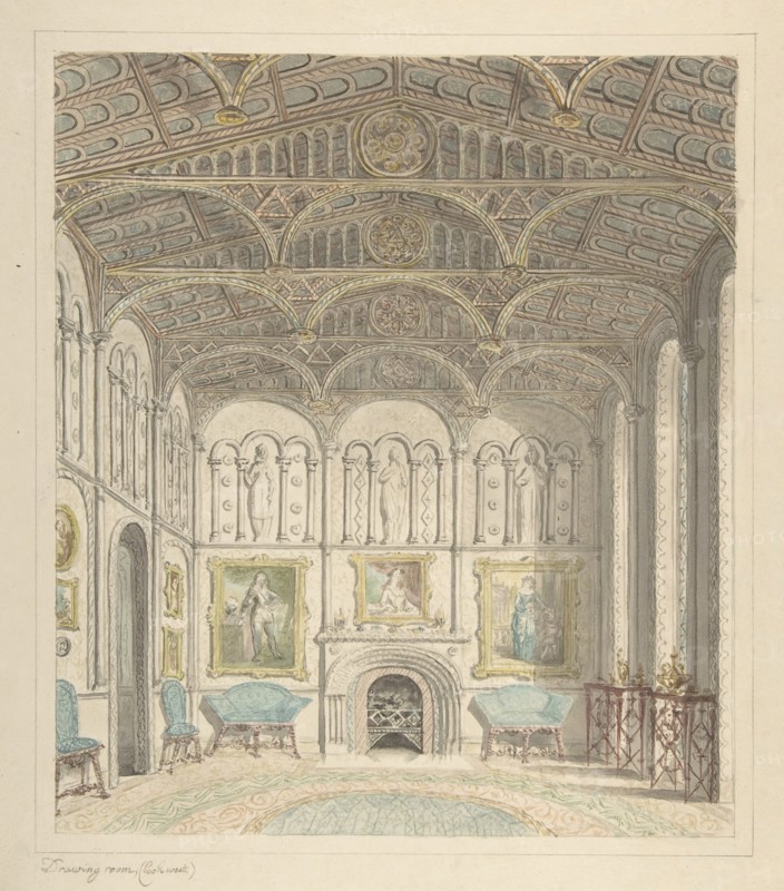 Drawing Room of Lea Castle, Looking West, ca. 1816.